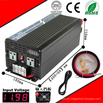 Inversor DC-AC 2000W 12VDC ou 24VDC 48VDC para 110VAC ou 220VAC Inversor de onda senoidal pura com carga AC